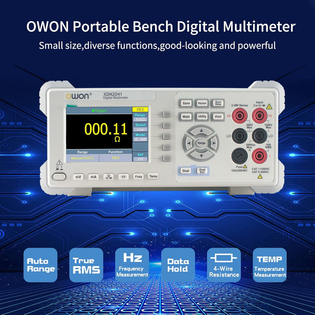 OWON XDM2041 Tischmultimeter mit 3,7 Zoll 55.000 Count True RMS Ultraleichter digitaler Multitester