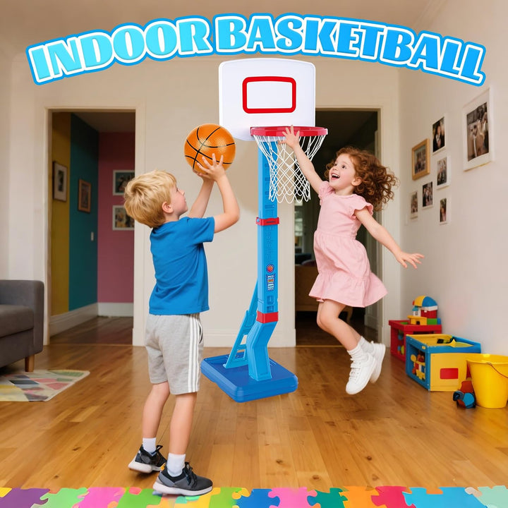 Basketballkorb für Kinder Spielzeug, Indoor Outdoor Pool Basketballkorb, 5-Fach Höhenverstellbarer 7