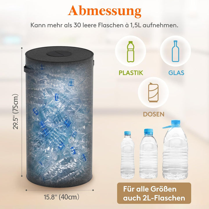 Lifewit 100L Kreis Pfandflaschen Sammelbehälter mit Deckel, Grosser Pfandflaschen behälter für die L
