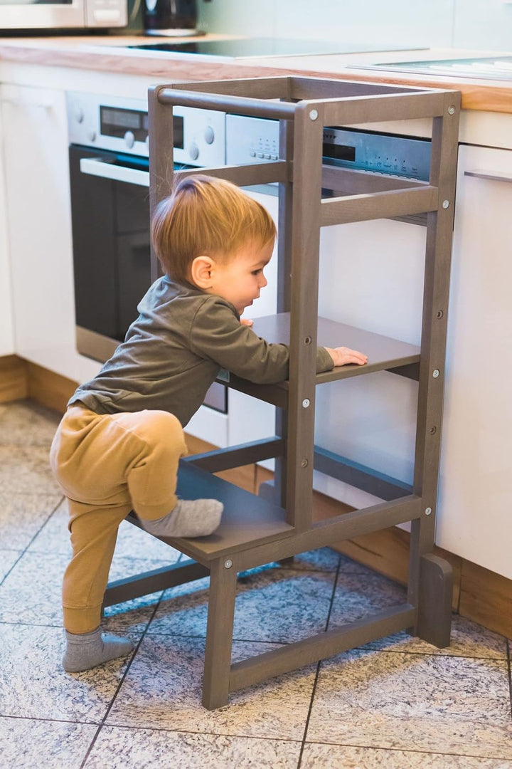 Fillikid Lernturm Tower höhenverstellbar 40 - 60 cm Hartholz grau | 1550-07