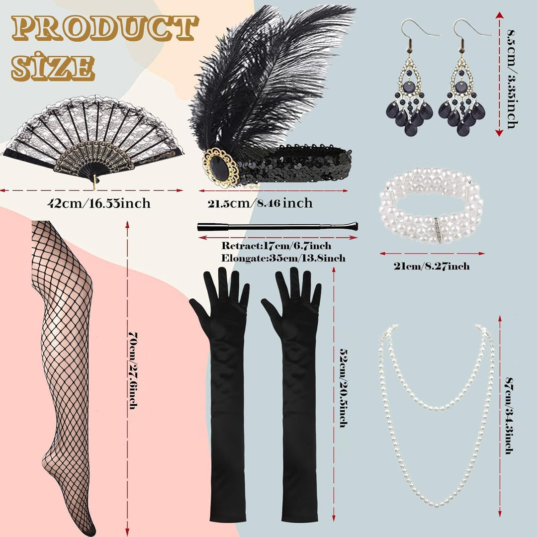 12 Stück 1920er Charleston Kleid Jahre V-Ausschnitt Pailletten Perlen Fransen Kleid mit 20er Jahre A