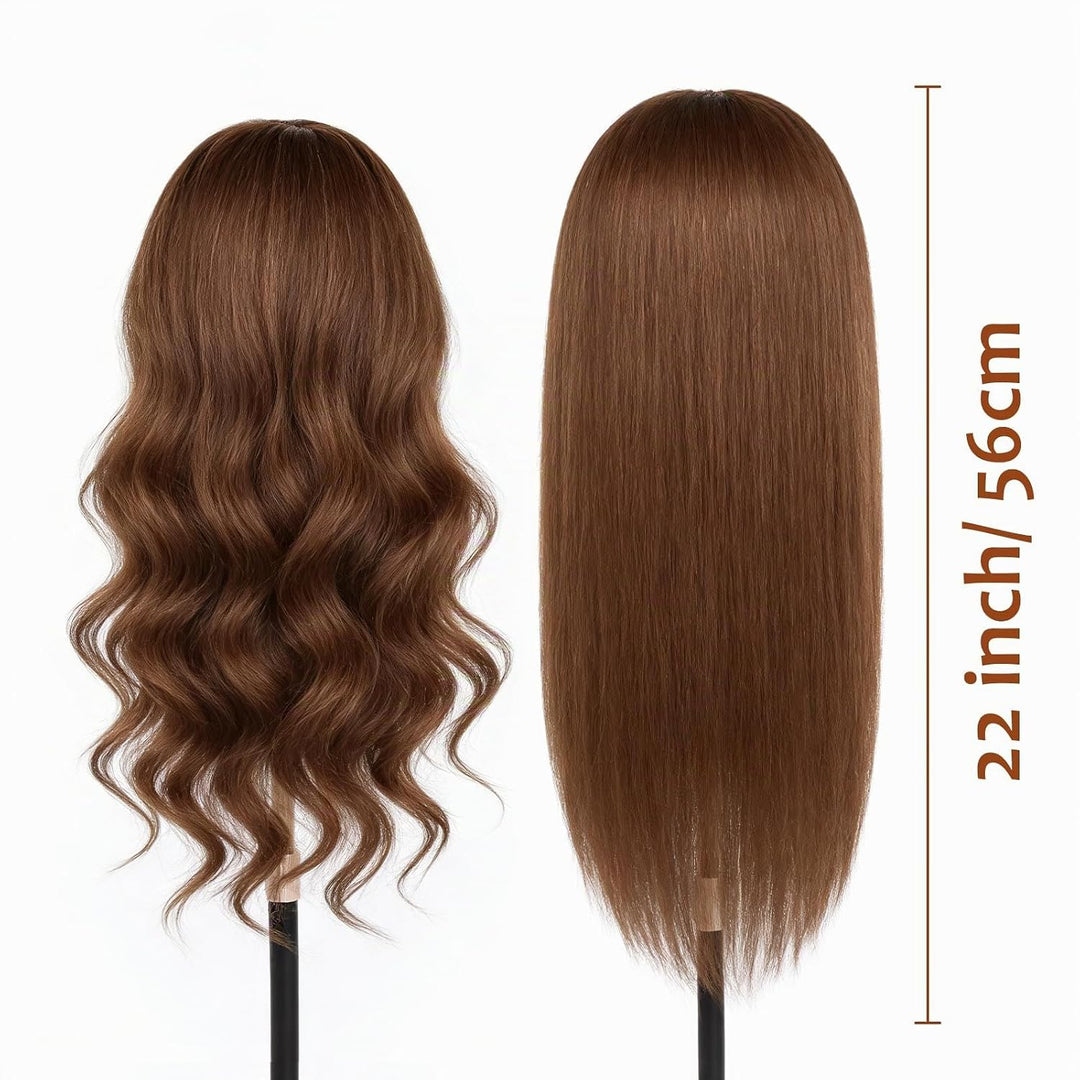Frisierkopf 100% Echthaar Friseurkopf, TopDirect Übungskopf 22 Zoll 55cm Echthaar Kopf, Frisieren Tr