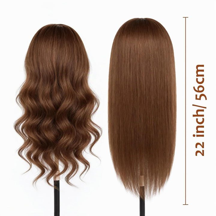 Frisierkopf 100% Echthaar Friseurkopf, TopDirect Übungskopf 22 Zoll 55cm Echthaar Kopf, Frisieren Tr