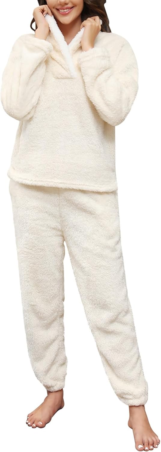 Niwicee Schlafanzug Damen Lang Pyjama Damen 2-Set, Hausanzug Damen Kuschelig Weich Nachtwäsche Sleep