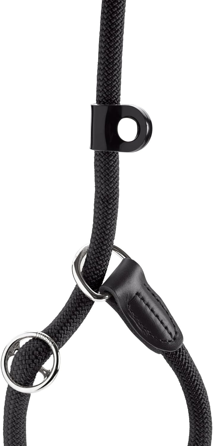 HUNTER Retriever-Hundeleine FREESTYLE, Farbe: schwarz, integrierte Halsung, stufenlos verstellbar, w