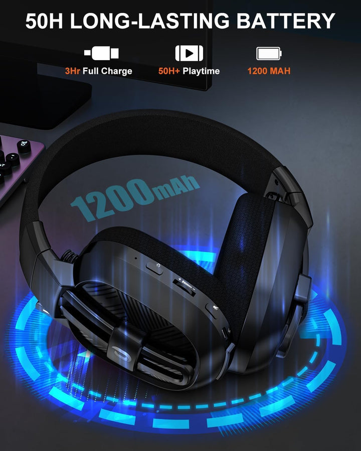 Gaming Headset, Wireless Headset für PC, PS5, PS4, Mac, 2,4 GHz/BT Headset PS5 mit Mikrofon Geräusch