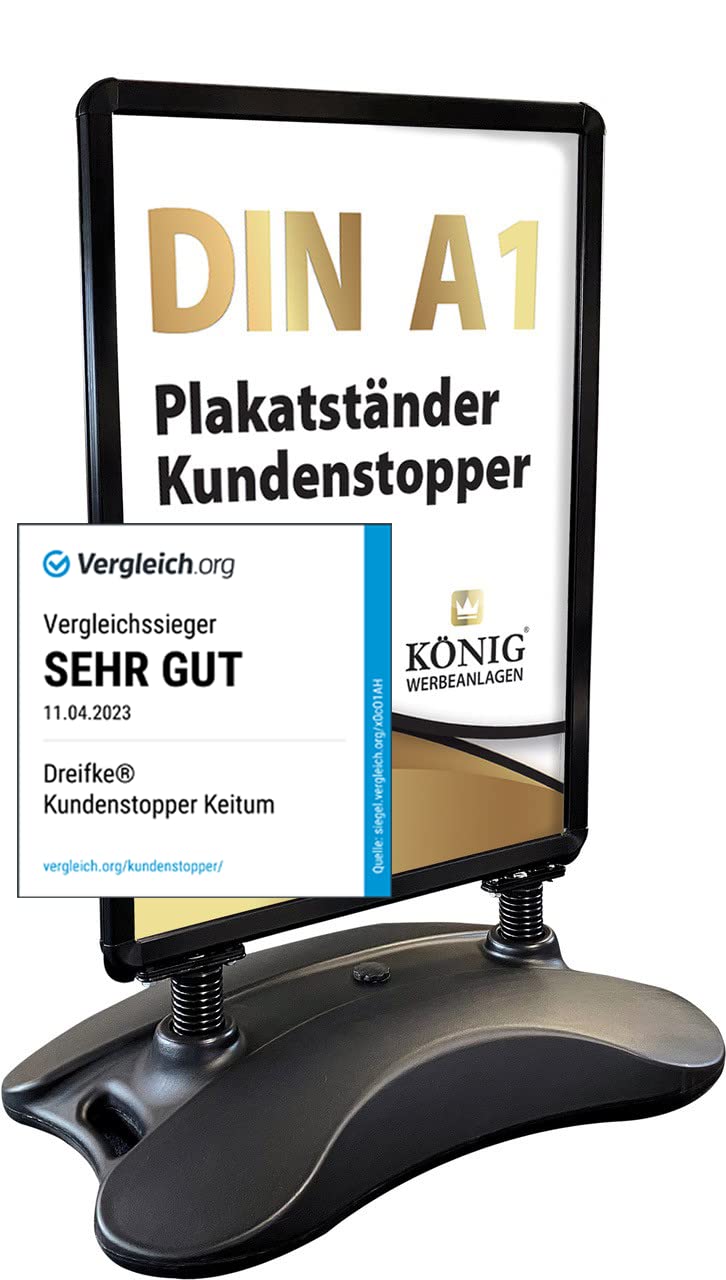 Kundenstopper Keitum Wind Line DIN A1 schwarz | beidseitig für 2 Plakate | stabiler Fuss für sichere