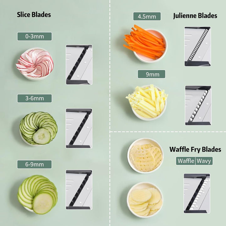 Gemüsehobel, 7-in-1 Verstellbar Mandoline Gemüsehobel, Multifunktion Scheiben, Julienne, Edelstahl G