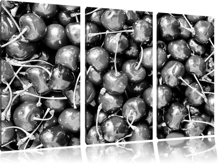 Pixxprint Cherry Kirschen Fruit als Leinwandbild/Grösse: 3 Teilig (120x80) cm/Wandbild/Kunstdruck/fe