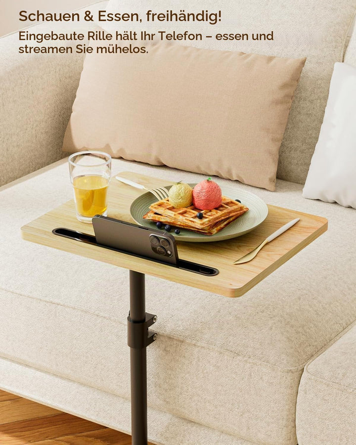 Beistelltisch, C-Form Höhenverstellbar Sofatisch, 360°Rotierend Couchtisch Klein,40x30x(45-81) cm,Ho