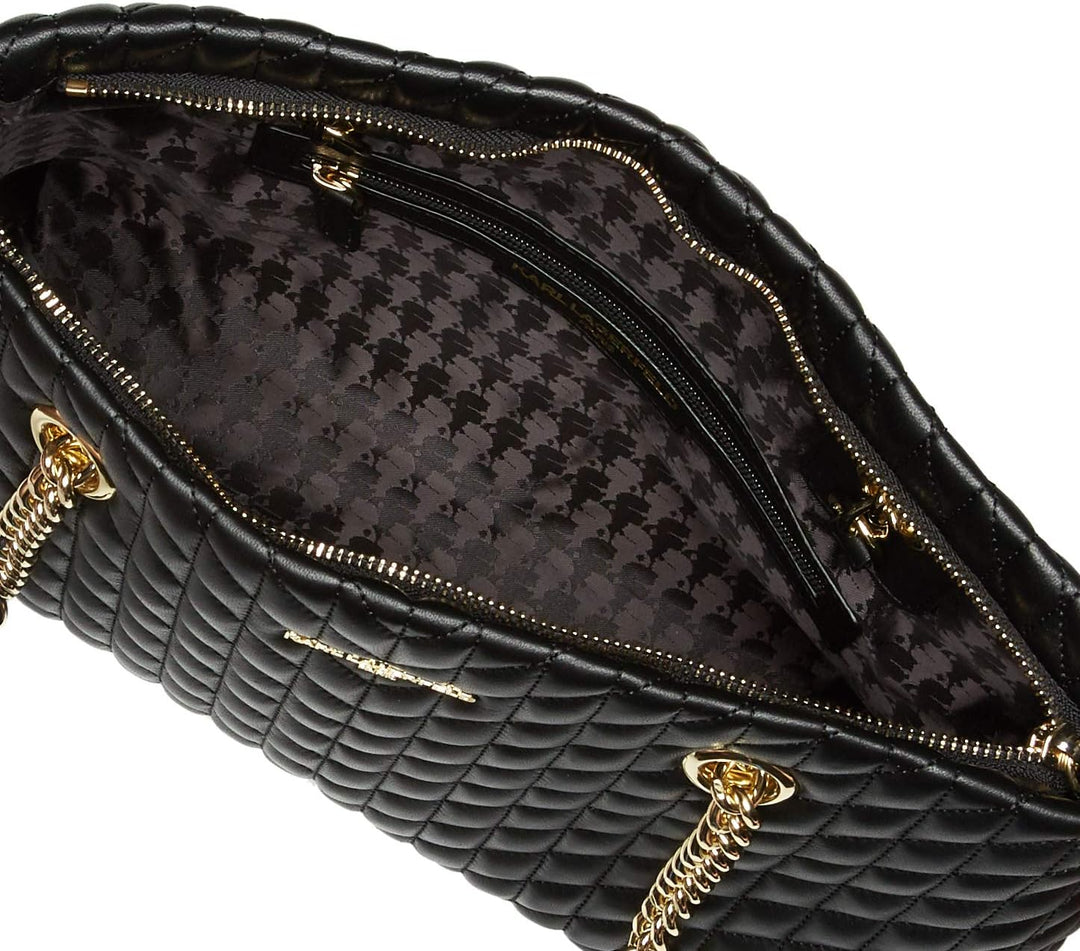 Karl Lagerfeld Paris Damen Karolina Lamb Chain Tote Tragetasche Einheitsgrösse Schwarz / Gold, Einhe