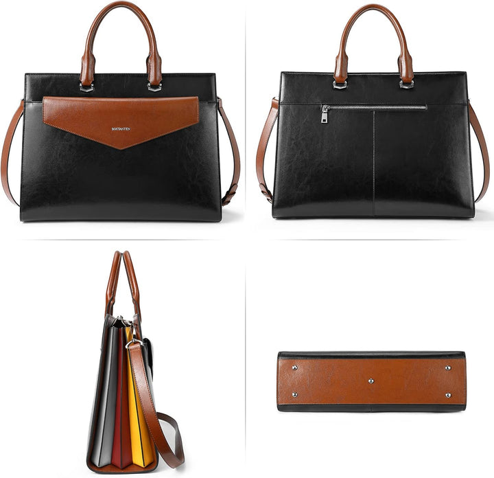 BOSTANTEN Damen Aktentaschen Leder Laptop Schultertasche 15.6 Zoll Frauen Arbeitstasche Businesstasc