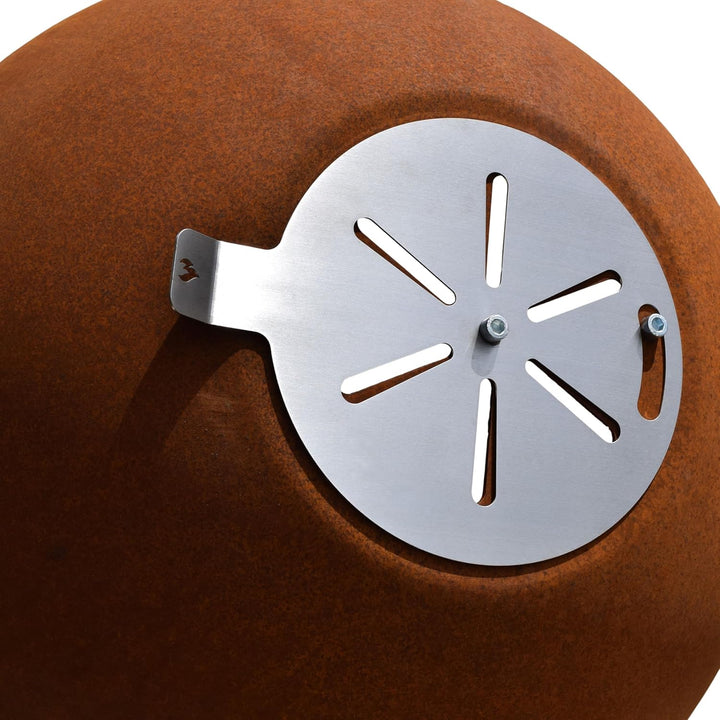 Grillrost.com Das Original Feuerschale in Cortenstahloptik - Schwenkbar & mit Belüftung