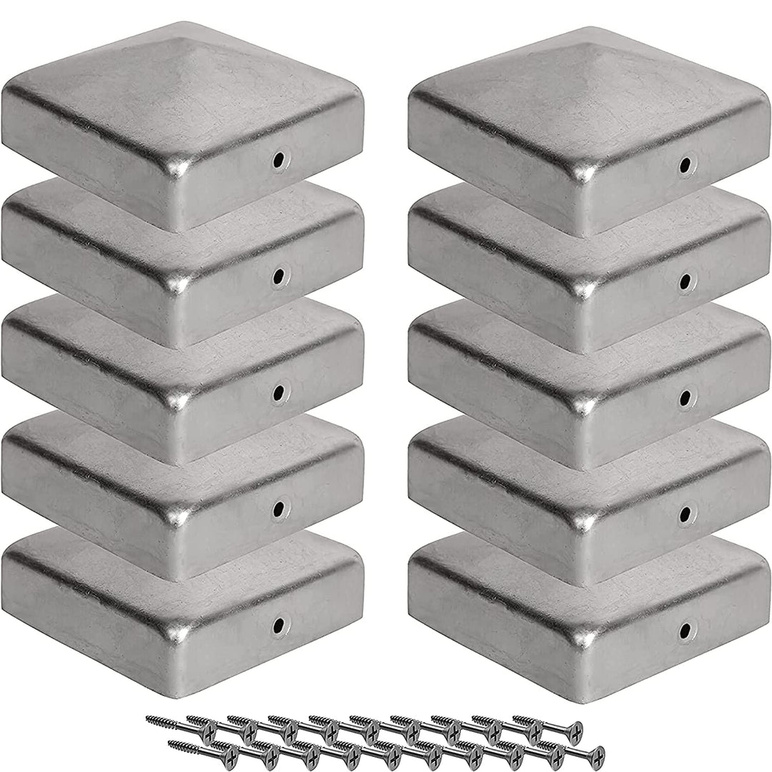 Pfostenkappen 9x9 cm - 10 Stück, 90x90 mm, Zaunpfosten Metall, Zaunpfosten verzinkt, Pyramiden Form