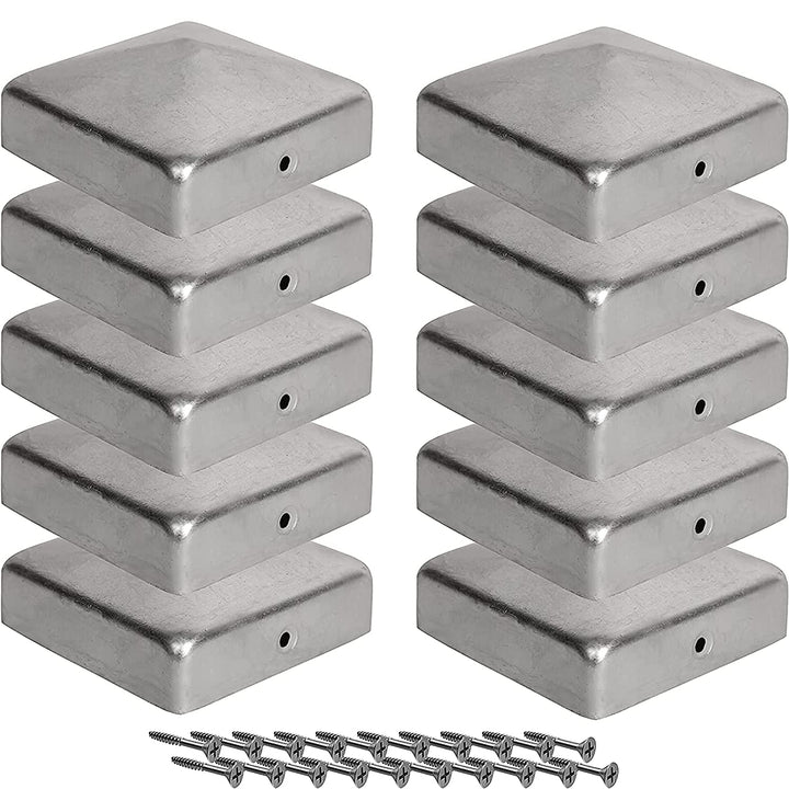 Pfostenkappen 9x9 cm - 10 Stück, 90x90 mm, Zaunpfosten Metall, Zaunpfosten verzinkt, Pyramiden Form