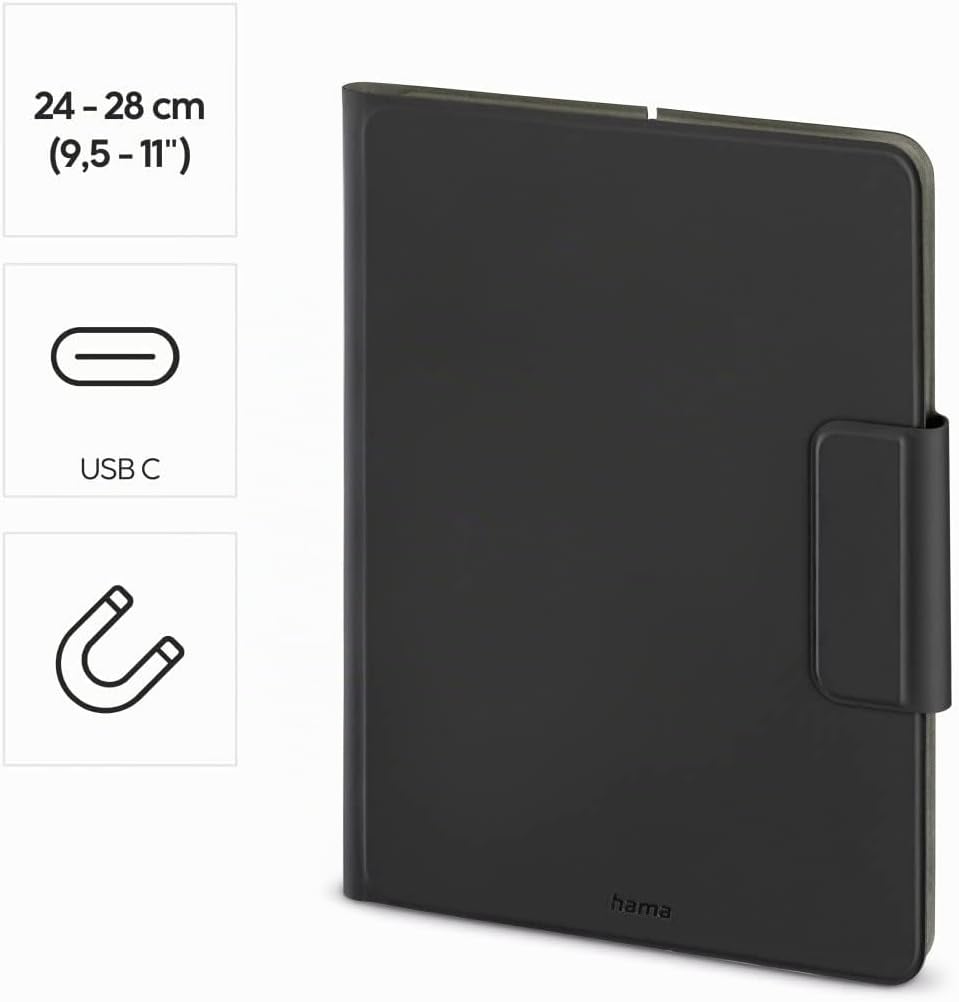 Hama Hülle mit Tastatur für Tablets 9,5 – 11“ (Bluetooth Tastatur mit Touchpad, Standfunktion, magne