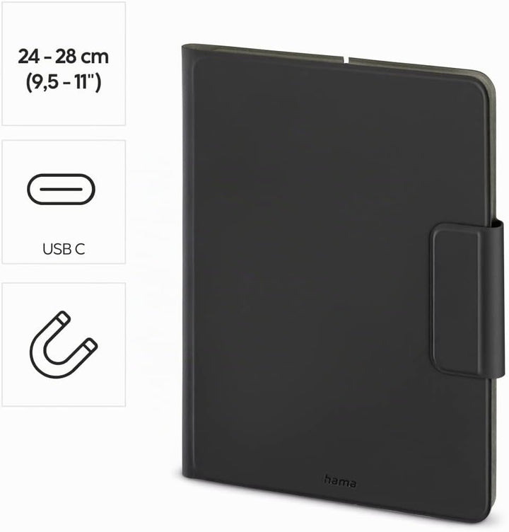 Hama Hülle mit Tastatur für Tablets 9,5 – 11“ (Bluetooth Tastatur mit Touchpad, Standfunktion, magne