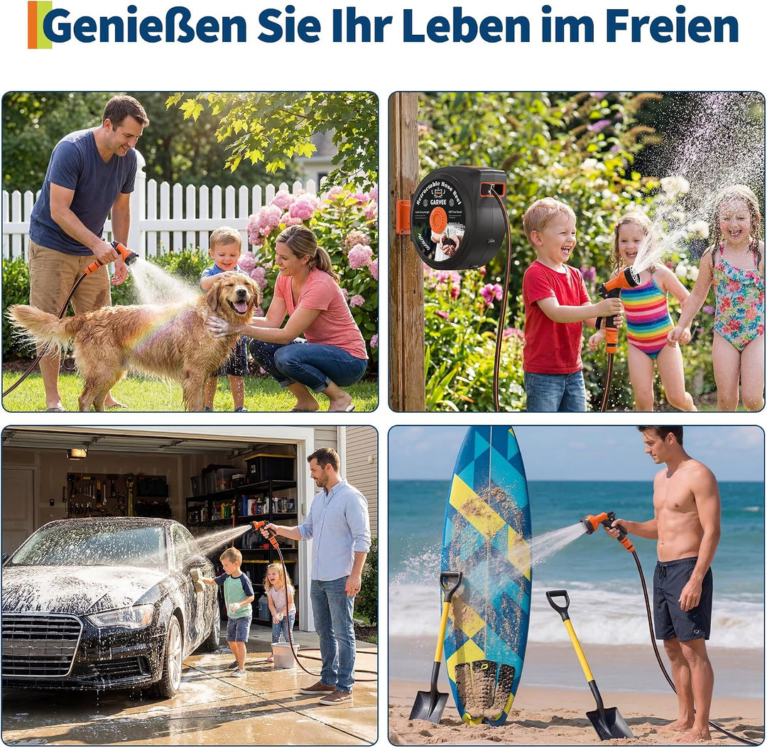 Gartenschlauch Aufroller,30M Wandschlauchbox,Automatische Schlauchtrommel 10 Einstellbare Schlauchau