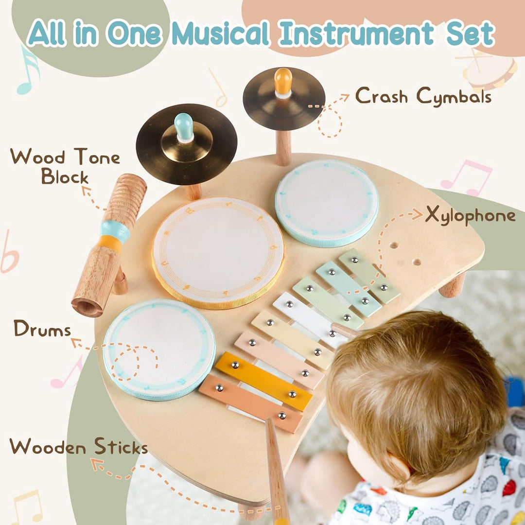 Schlagzeugset für Kinder – Musikinstrumente für Kleinkinder von 1–3 Jahren, pädagogisches Musikspiel