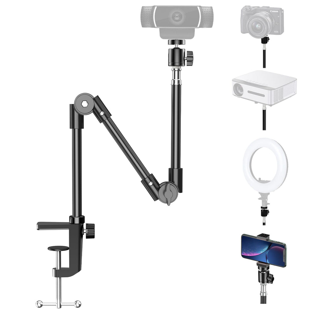 KDD Webcam Halterung mit Magic Arm Handyhalter, 22" Kamera Halterung Tisch & Tischstativ Kamera für