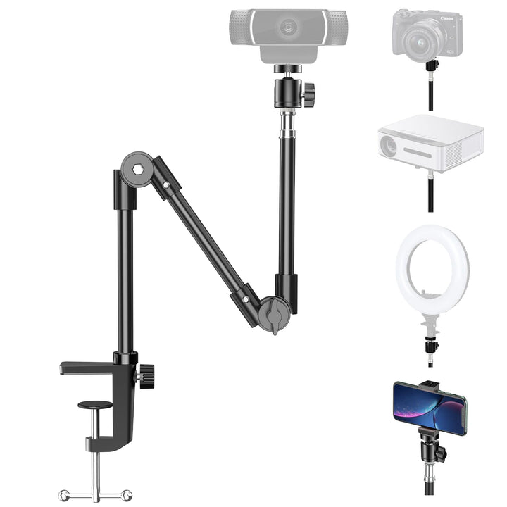 KDD Webcam Halterung mit Magic Arm Handyhalter, 22" Kamera Halterung Tisch & Tischstativ Kamera für