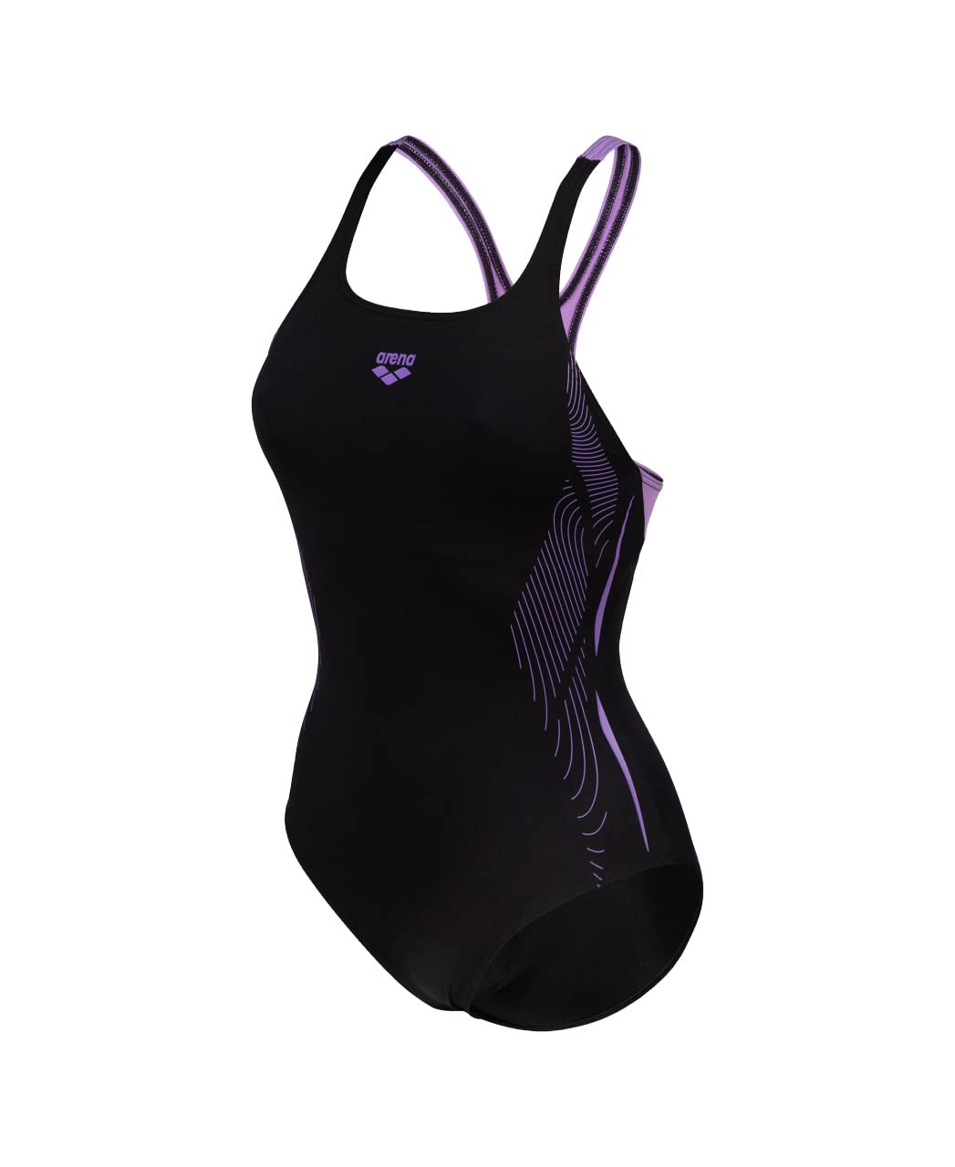 ARENA Damen Women's Swimsuit Swim Pro Back Graphic Lb One Piece Swimsuit 34 Schwarz-lavendel, 34 Sch