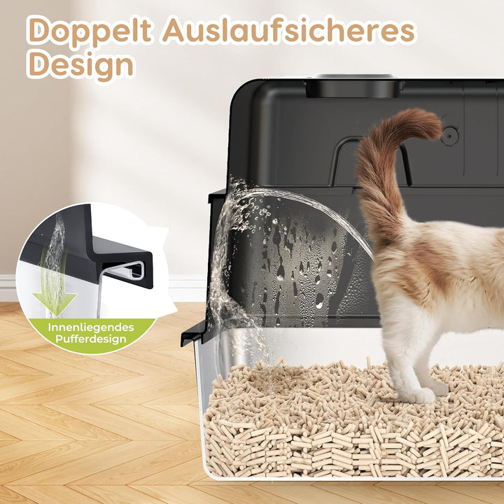 XXXL-Katzentoilette aus Edelstahl mit Deckel, PalNests Extra Grosse Geschlossene Katzentoilette aus