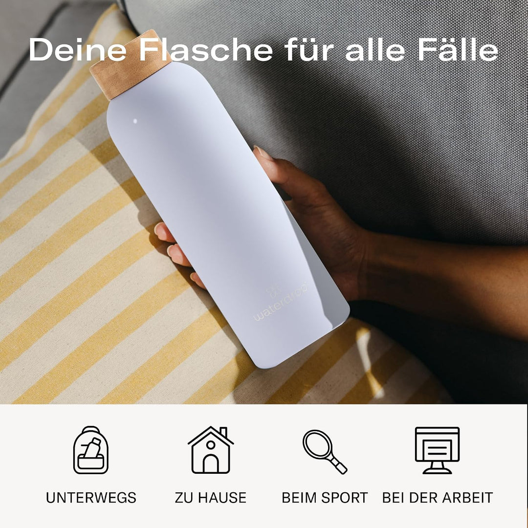 waterdrop® Edelstahl Trinkflasche 600ml - auslaufsichere Trinkflasche Kohlensäure geeignet - doppelw