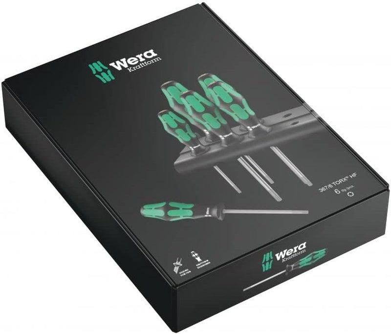 Wera Schraubendrehersatz 367/6 TORX® HF Kraftform Plus mit Haltefunktion + Rack, 6-teilig, 050280590