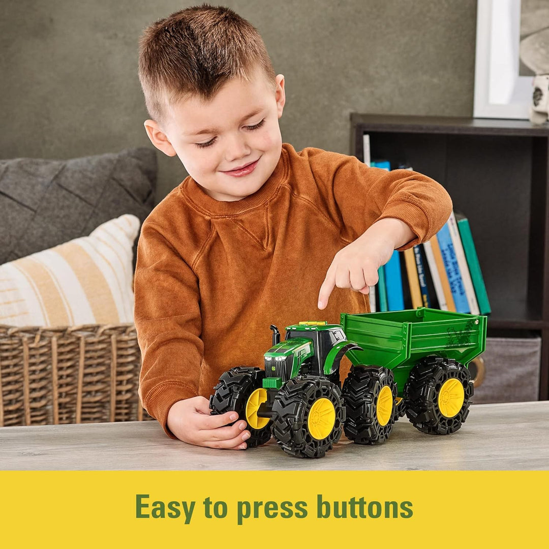 Tomy 47353 John Deere Treads Traktor Wagon, Monster Truck Spielzeug Rädern, Grünes Kinderspielzeug,