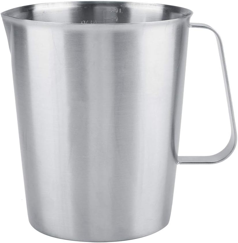 Edelstahl Messbecher, 2000ml Messkanne aus Edelstahl mit Griff, Milchkanne Edelstahl mit Skalen