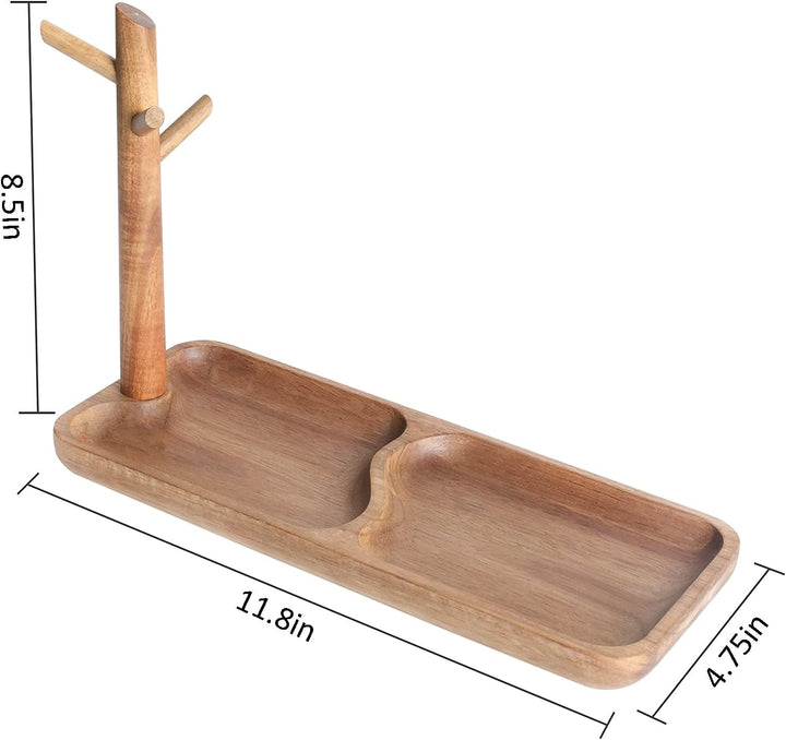 CYQGDKF Holz-Schlüsselablage für Eingangstisch, Schmucktablett, Catchall-Tablett mit 3 Ständern, Org