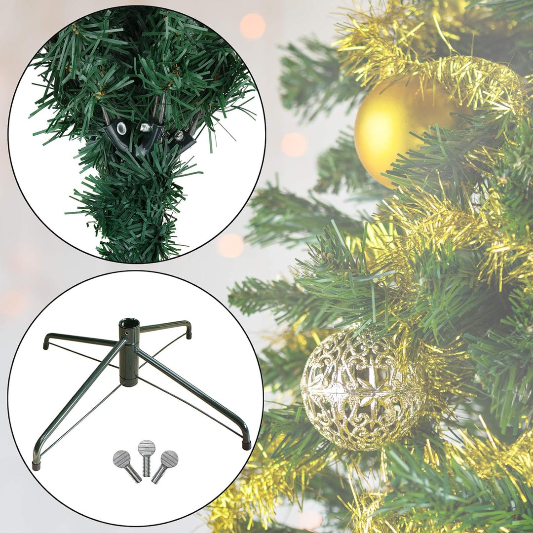 BB Sport Christbaum Weihnachtsbaum 210 cm Dunkelgrün PVC Tannenbaum Künstlich Standfuss Klappsystem