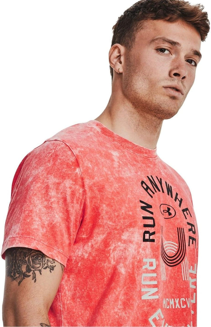 Under Armour Herren Run Everywhere T-Shirt Laufbekleidung Laufshirt Koralle - L