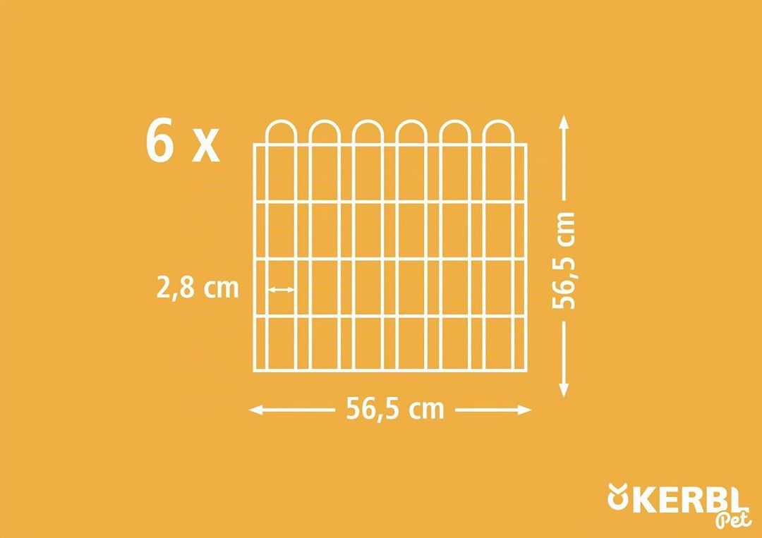 Kerbl Pet Freigehege, verzinkt, 6 Gitter 56,5x56,5 cm, mit Tür und Netz, mit Tür und Netz