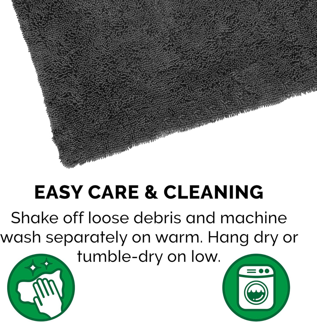 Furhaven XXL Runner Pet Door Mat Muddy Paws Absorbent Chenille Shammy Rug, Washable - Charcoal (Gray