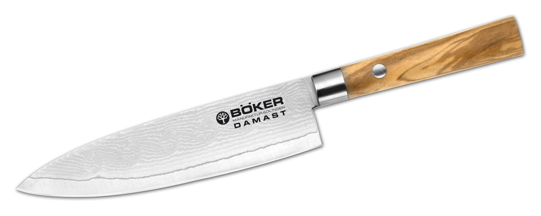 Böker 130439DAM DAMAST OLIVE Kochmesser Messer 15.7cm Damast Olive Kochmesser Klein, Damast Olive Ko