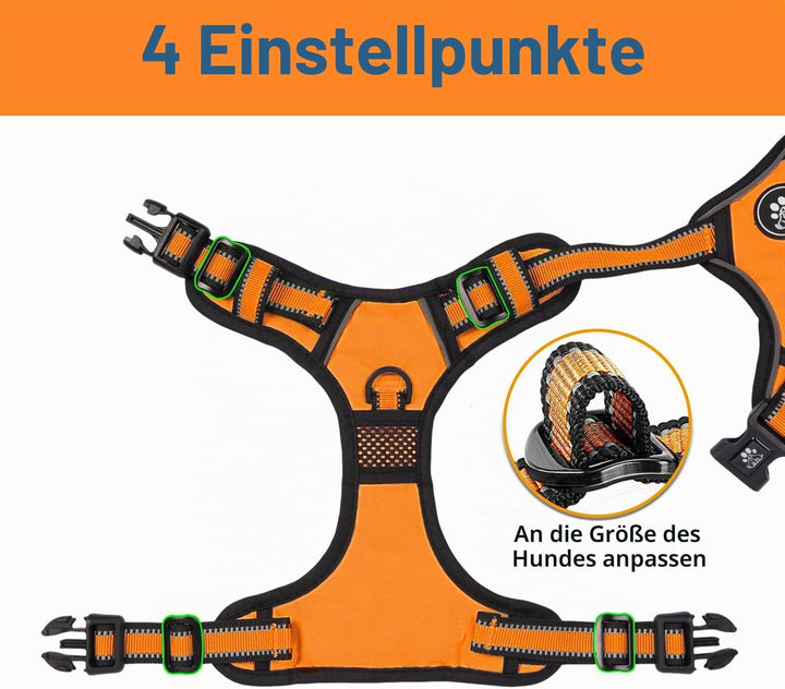 NESTROAD Hundegeschirr Kleine Hunde Orange, Anti Zug Geschirr Gepolstert Brustgeschirr für Kleine Hu
