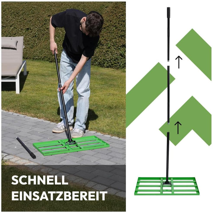 Dönges Rasenrakel 75x35 cm mit 2 Meter Stiel [für den perfekten Rasen] I Ideal zur Rasenpflege, Sand