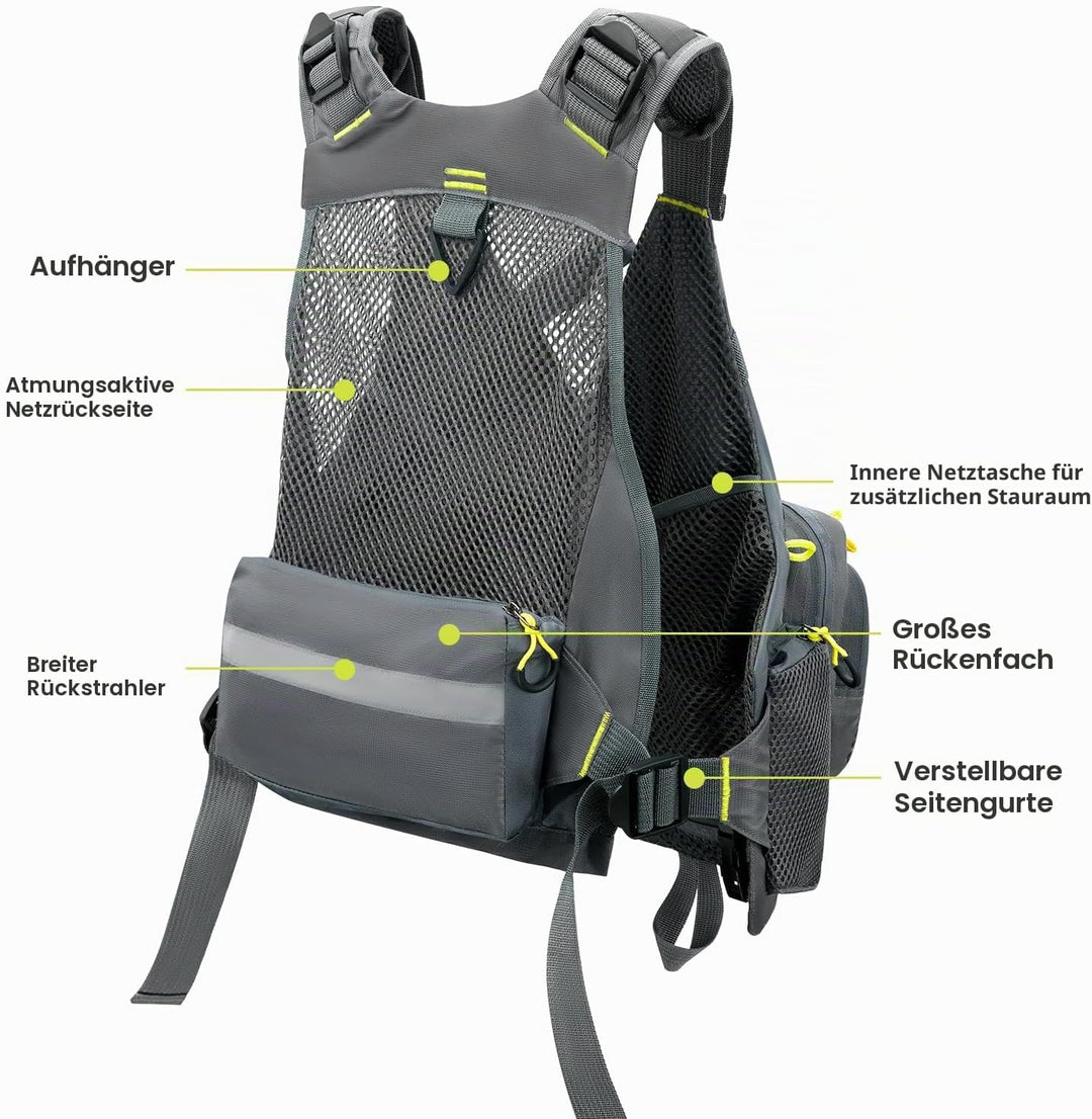 Gonex Angel Weste Herren verstellbare Arbeitsweste mit Mehreren Taschen für Angeln Fliegenfischen Ou