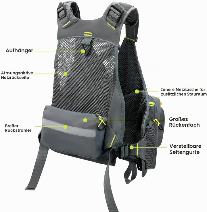 Gonex Angel Weste Herren verstellbare Arbeitsweste mit Mehreren Taschen für Angeln Fliegenfischen Ou