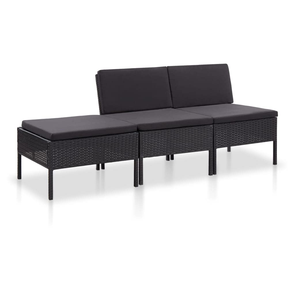 homiuse 3 Stück Garten Lounge Set mit Auflagen Balkonmöbel Set Gartenmöbel Set Terrassenmöbel Outdoo
