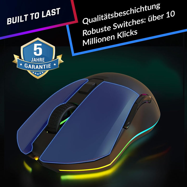 KLIM Blaze Pro Wiederaufladbare kabellose Maus - Neu mit LCD-Display - Gaming Maus mit RGB und Lades