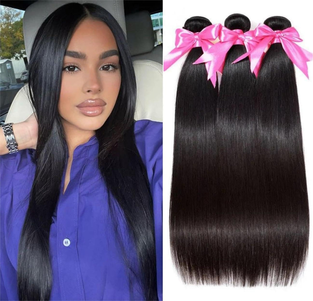 Unipearl Glatt Human Hair 3 Bundles Extensions Echthaar 16 18 20 Zoll，Straight Brasilianische Haare