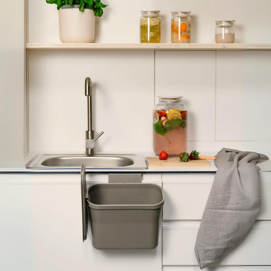Plastia Urbalive Design Biomülleimer Küche zum Aufhängen 4L - Komposteimer Küche mit Deckel - Kleine