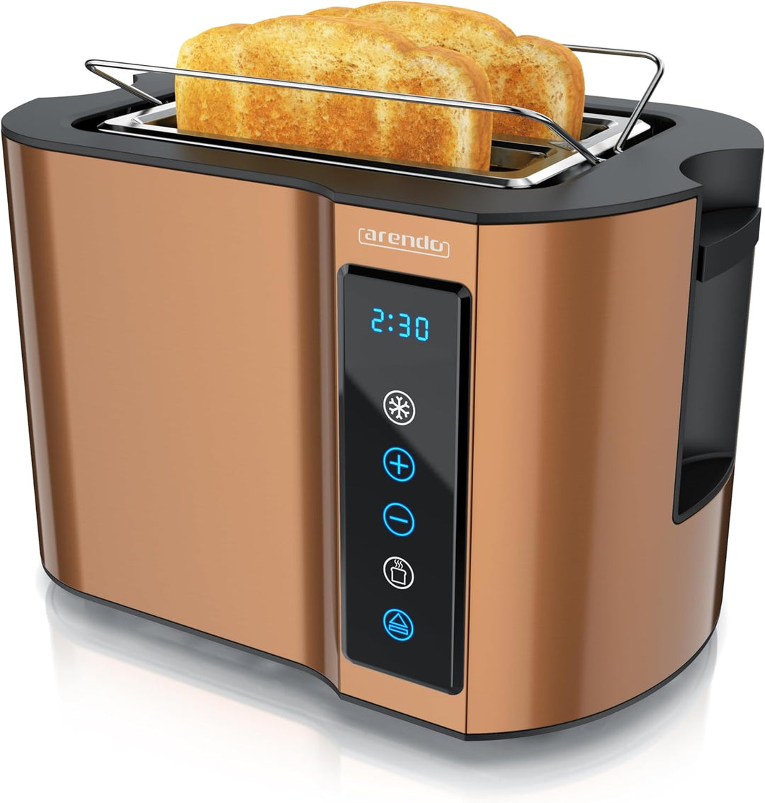Arendo - Touch Toaster 2 Scheiben Edelstahl - Touchpanel - digital Display Restzeitanzeige - 800 W –