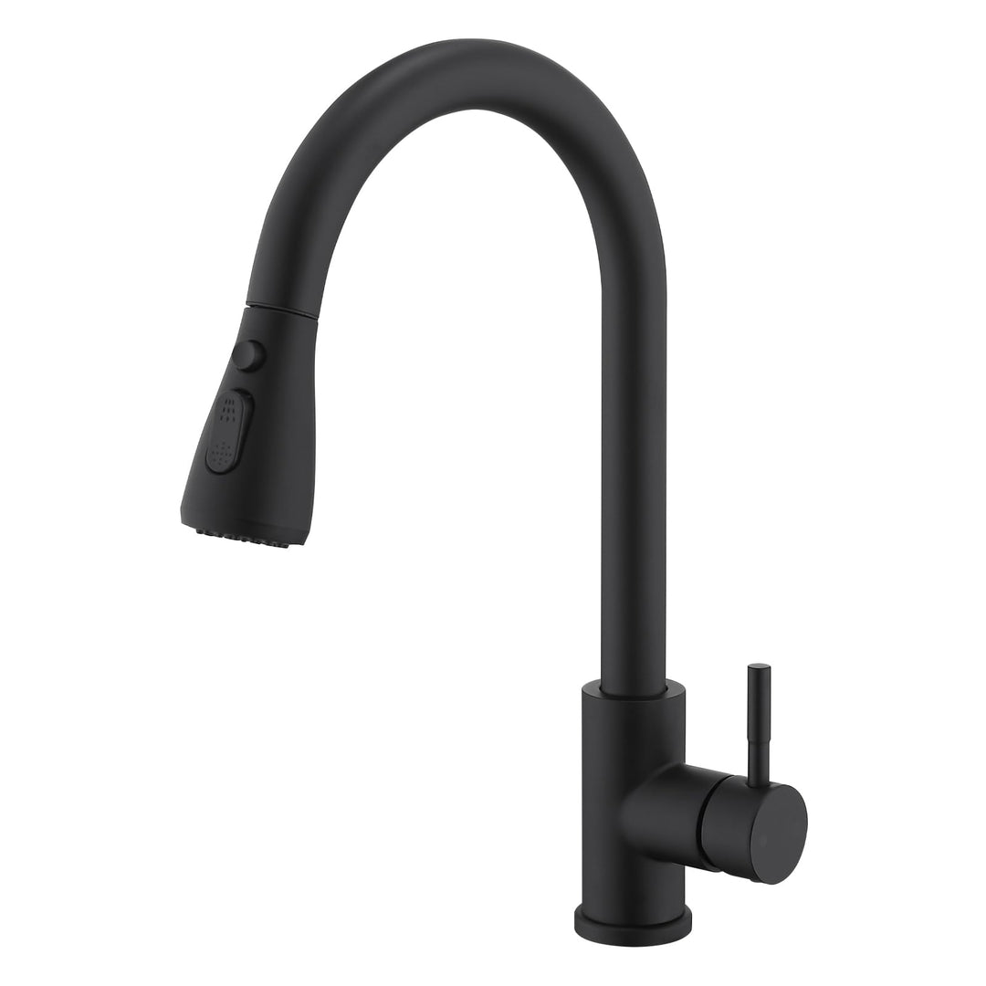 HOMELODY Küchenarmatur Schwarz mit Ausziehbrause, 360° drehbar Wasserhahn Küche Matt Schwarz, Einheb