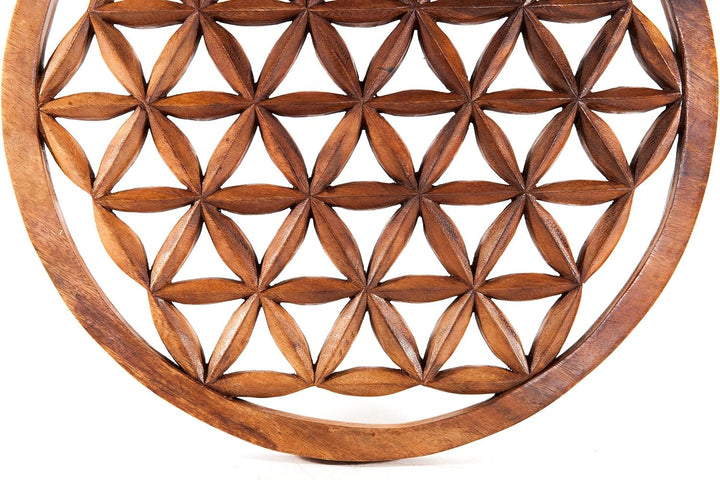 Windalf Grosses Wandbild BLUME DES LEBENS Ø 40 cm Lebensblume Energiebild Holzbild Handarbeit aus Ho