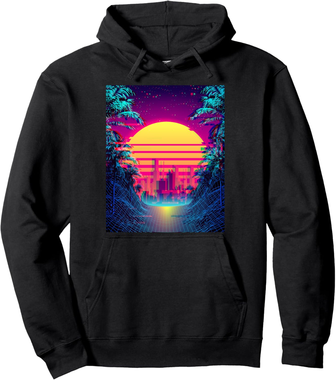 Retro Outrun Synthwave Aesthetic 80's Vaporwave Pullover Hoodie