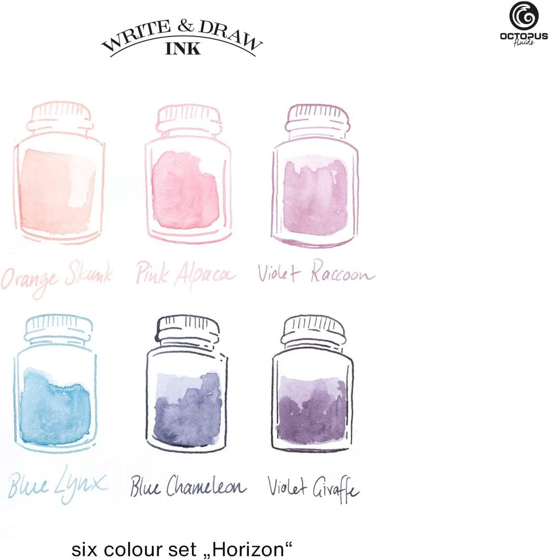 Octopus Write and Draw Ink Set HORIZON, wasserfeste Tinte zum Schreiben und Zeichnen, Kalligraphieti